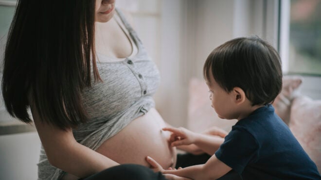 pregnant mom with toddler, baby shower alternatives