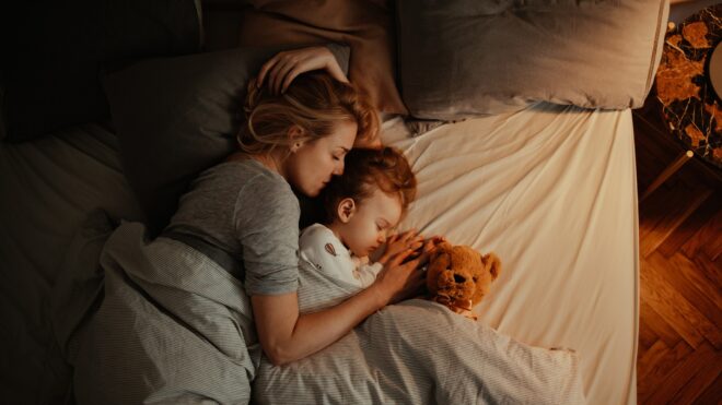 Kids in bed with their parents