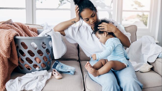 Mom feeling overwhelmed