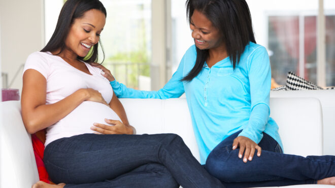 pregnant Black woman and friend