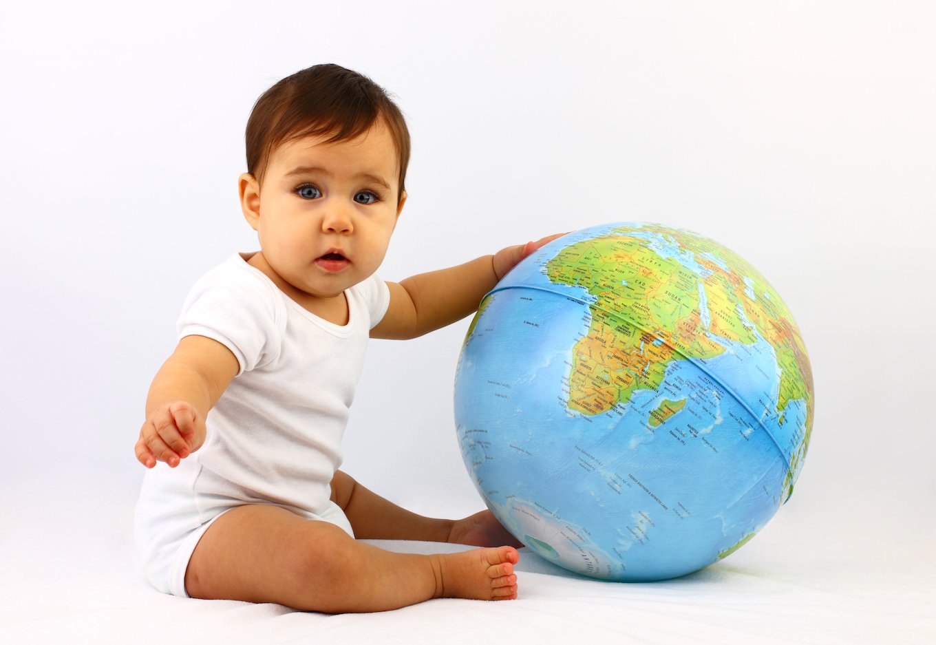Baby with globe