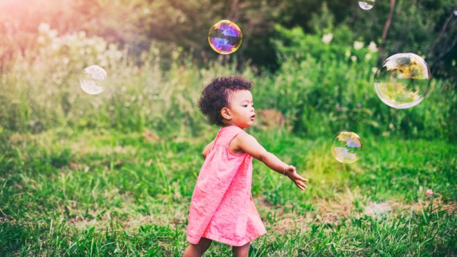 toddler running outside