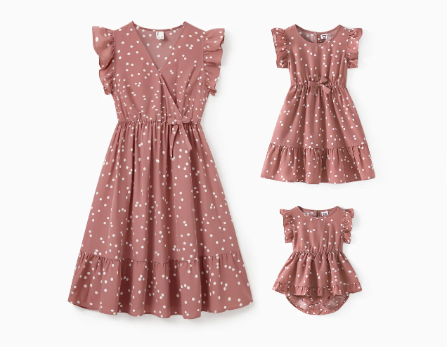matching pink flutter dresses